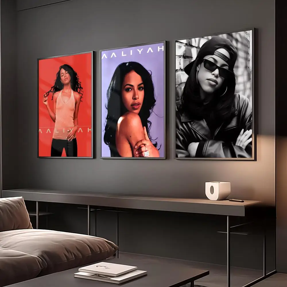Singer A-Aaliyah Painting Calligraphy Anti Wrinkle Canvas Poster Wall Art Home Decor for Living Room