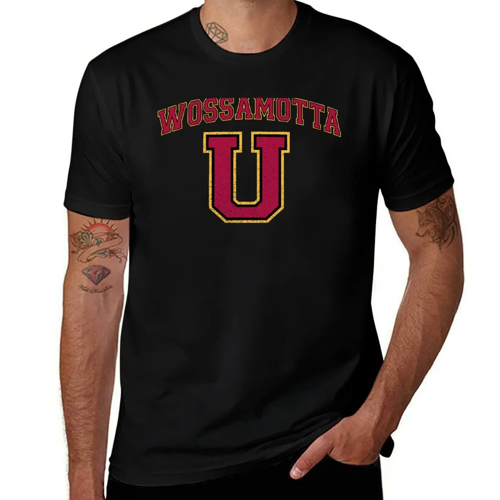 Wossamotta U T-Shirt sports fans Blouse Aesthetic clothing mens cotton t shirts