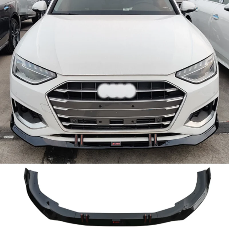 Body Parts 3-piece Type Car Front Lip For Audi A4 B9 2020 2021 2022 Front Bumper Splitter Spoiler Lip Wind Knife