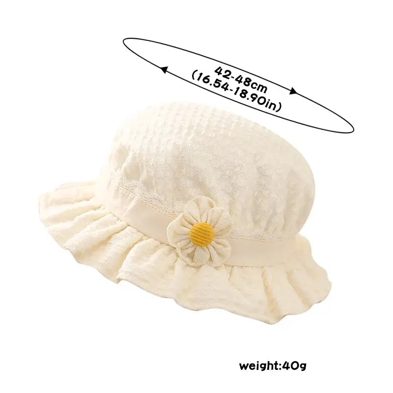 Cute Flower Baby Girls Bucket Hat Sweet Lace Cotton Thin Newborn Fisherman Cap Casual Travel Outdoor Infant Toddler Sun Hats