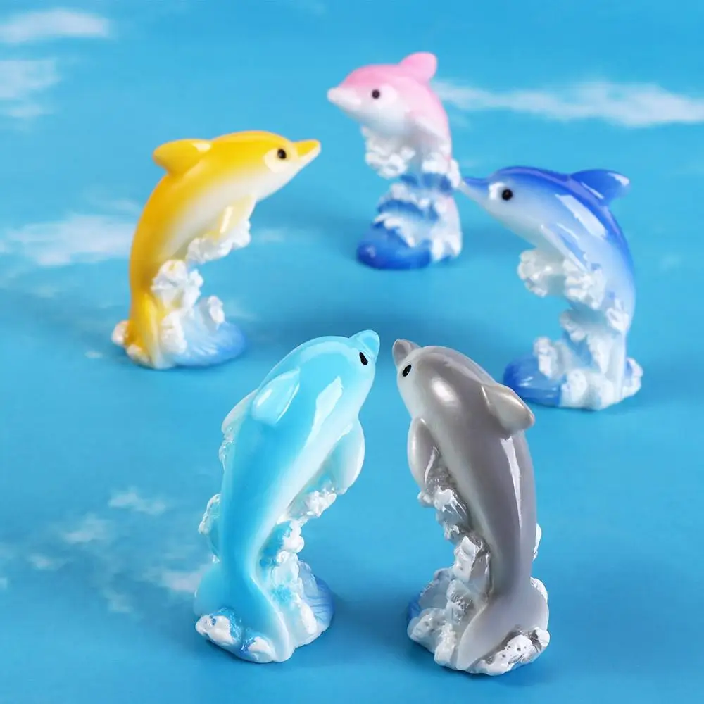 Ocean Series Seven Color Dolphin Simulation Resin Dolphins Micro Landscape Cartoon Mini Dolphins Ornaments Home Desktop