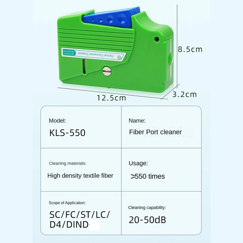 Peças de limpeza de conector de fibra óptica KCC-55 caixa de limpeza de conector de fibra cassete 500x limpador de cassete