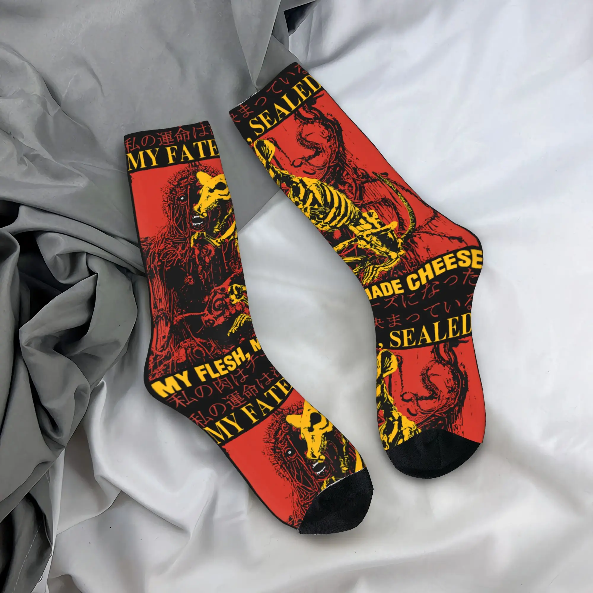 

My Fate Sealed My Flesh Made Cheese Japanese Rat Stockings Graphic Socks Spring Anti-Slip Socks Unisex Men High Quality Socks