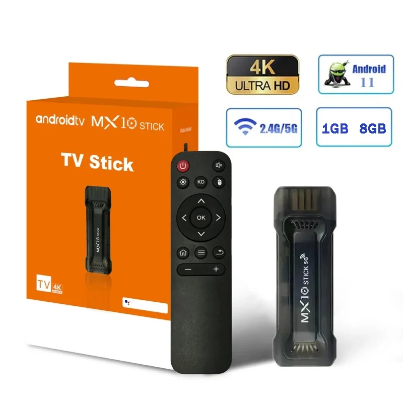 MX10 TV stick Android 11 OS HDR TV box HD 4K 1080p 4G 5G WiFi 1GB 8GB Quad-Core smart TV network media player