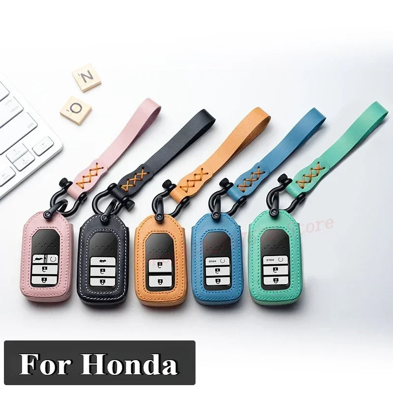 

Leather Remote Car Key Case Cover Shell For Honda Civic CR-V Avancier Crider City Accord Protective Bag Keychain Auto Accessory