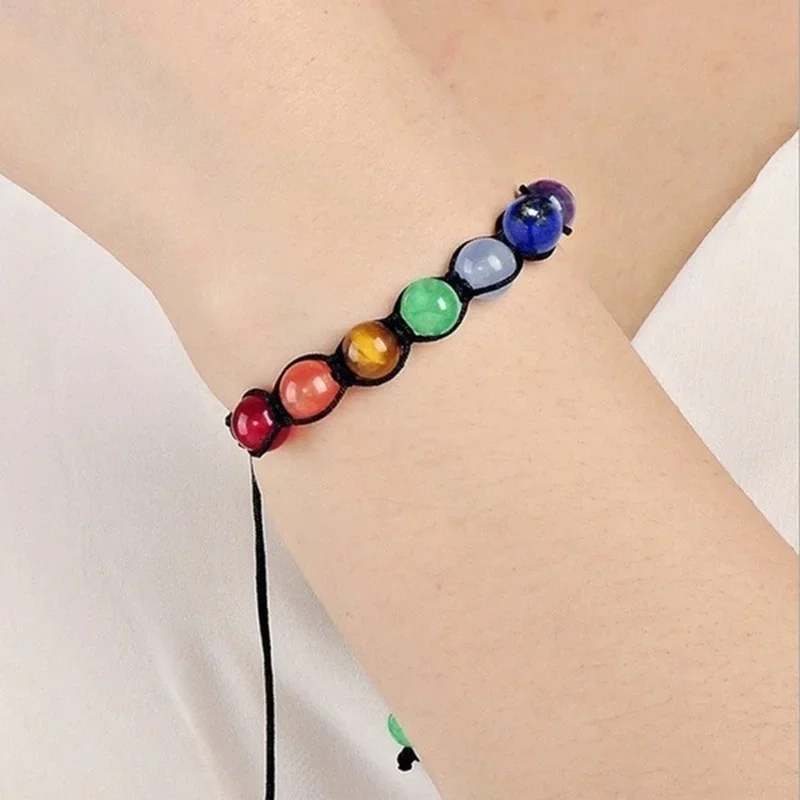 7 Chakra Bracelet Natural Healing Stones Beads Bracelet Adjustable Macrame Woven Rope Chain Yoga Bracelet Life Energy Jewelry