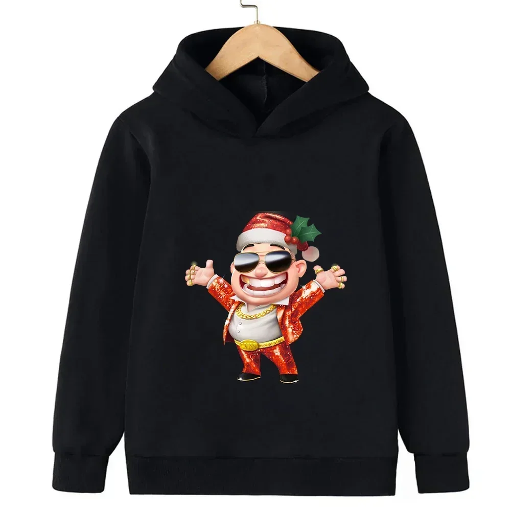 بلوفر دافئ بأكمام طويلة منقوش عليه سانتا كلوز لعام 2026 للفتيات والأولاد في الخريف والشتاء ملابس رياضية خارجية للأطفال