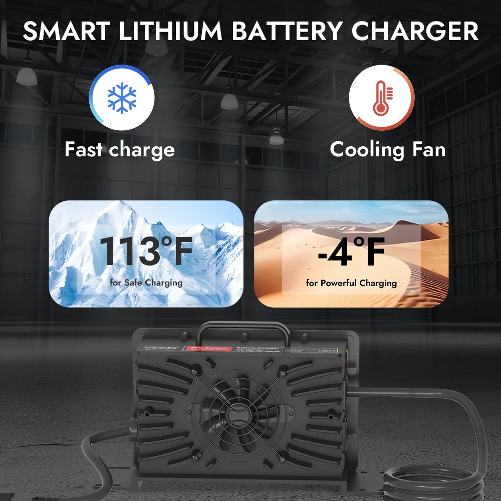 Caricabatteria da 58,4 V 20A per batteria 48 V 16 S LFP Lifepo4 Carrello da golf adatto Carrello elevatore con caricabatteria con spina impermeabile