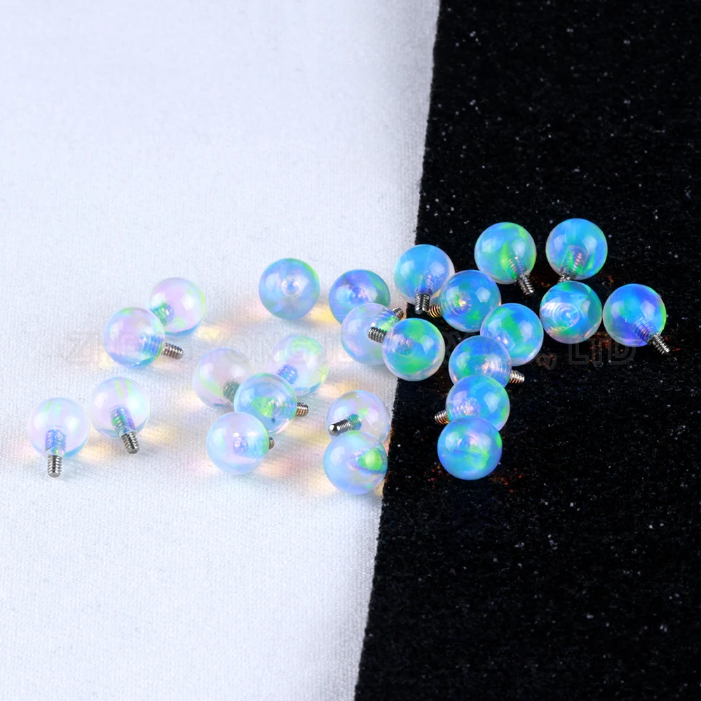 2024 Body Piercing Screw in Synthetic Opal Jelly Color Beads Piercing for Women OP501-OP510