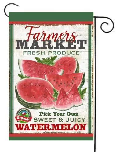 Farmers Market Watermelon    -Garden Flag Top Quality  Double Sided