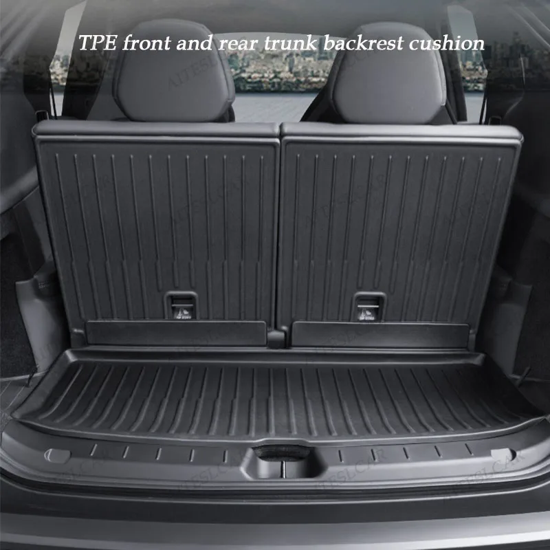 For Tesla Model Y L Front and Back Trunk  Mat Seat Back Mat TPE Carpet Waterproof Weather-resistant Pads Up and Down Layer Mats