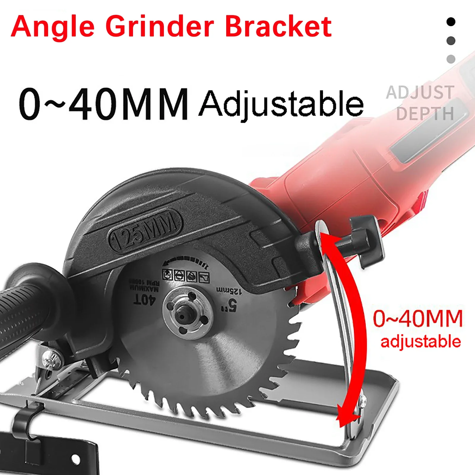 Convertidor de amoladora angular de mano para cortar, soporte de amoladora ajustable de 40mm de profundidad, herramienta de mesa de carpintería con regla de guía