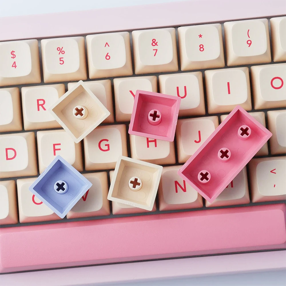 XDA PBT keycap,Marshmallow Cute Pink Purple Keycaps set para Cherry MX/Kaihua switch, Teclado mecánico para juegos