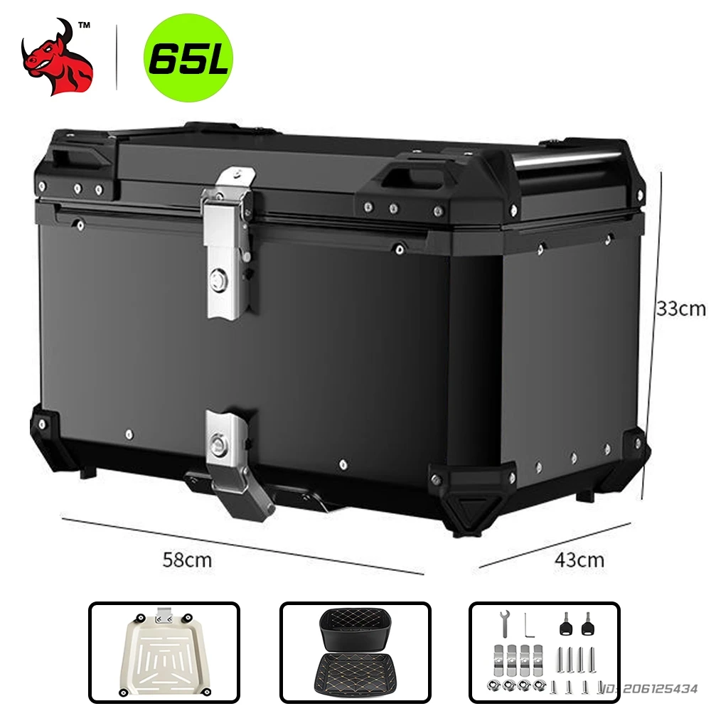 Universele Motorcycle Top Box Case 36L-65L Aluminium Bagage Staart Box Waterdichte Opslag Voor Scooter Motor Accessoires