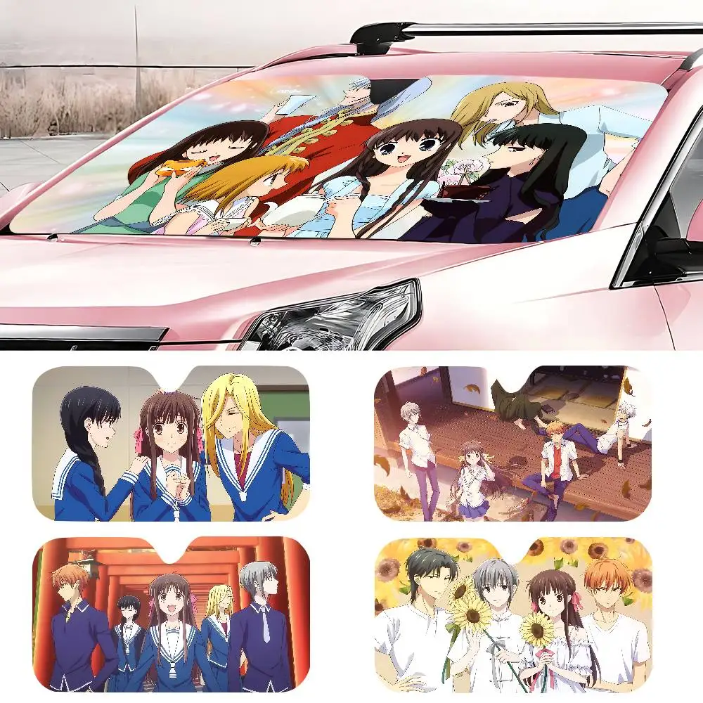 

Anime F-Fruits B-Basket Car Sunshade Front Sunscreen Heat Insulation Cooling Aluminum Summer Car With Cartoon Glass Cover