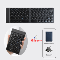 BOW Foldable Bluetooth Wireless Keyboard With Case And Bracket Rechargeable Bluetooth Keyboard for Mobile Phone Tablet PC Laptop