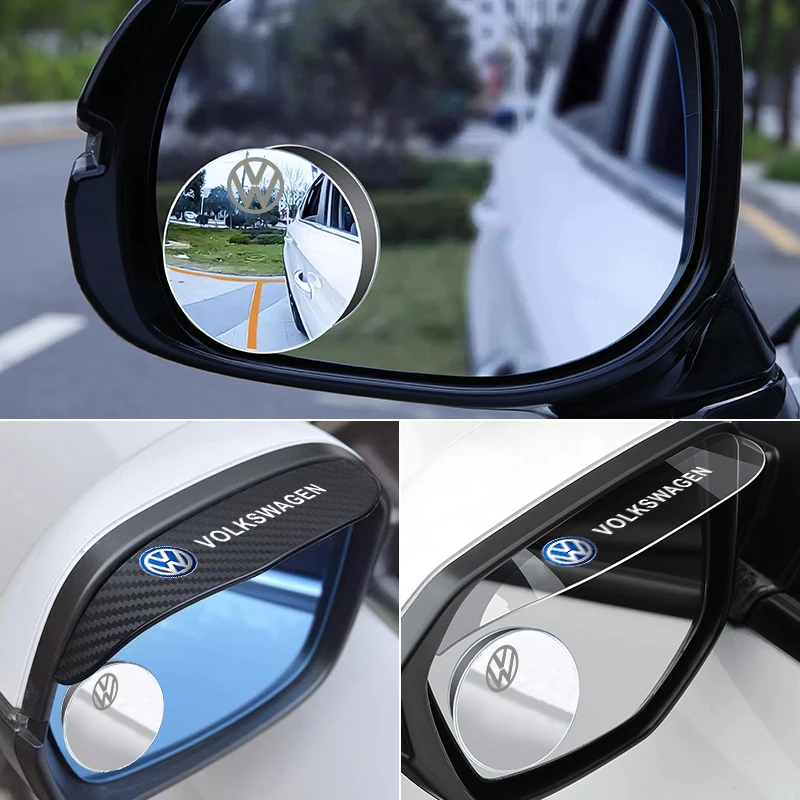 Car Rearview Mirror Rain Eyebrow Small Round Mirror Reverse Mirror Rain Shield For Volkswagen VW GOLF Polo Tiguan JETTA PASSAT