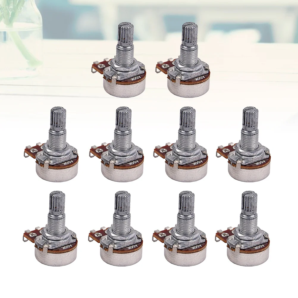 

10Pcs Audio Potentiometers A50k Full Size Long Knurled Split Shaft Low Friction Guitar Bass Replacement Potentiometer A50k