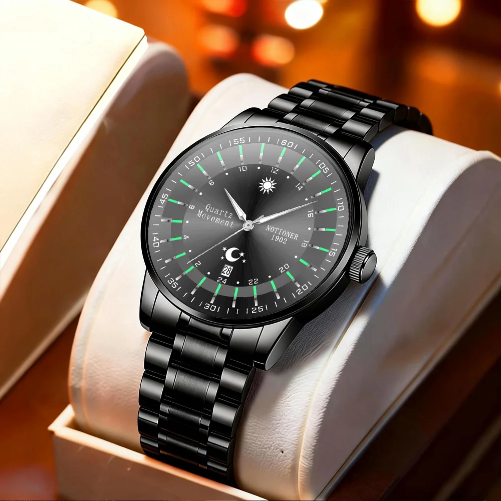 Luxury Men's Quartz Watch with Date Function, Gift Box