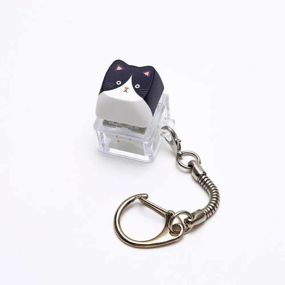 Cute Cat Keyboard Fidget 4 Keys Creative Design Keycap Keyring Kawaii Finger Button Mechanical Keyboard Keychain