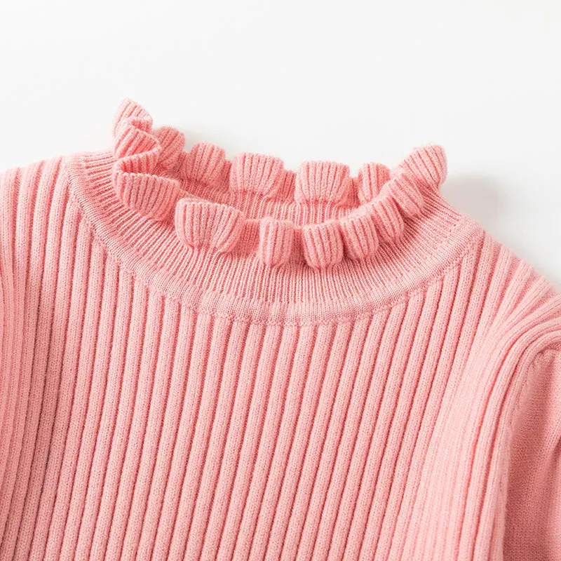 Factory direct sales autumn and winter new children's sweaters European and American girls baby base flower sleeves basic pullo