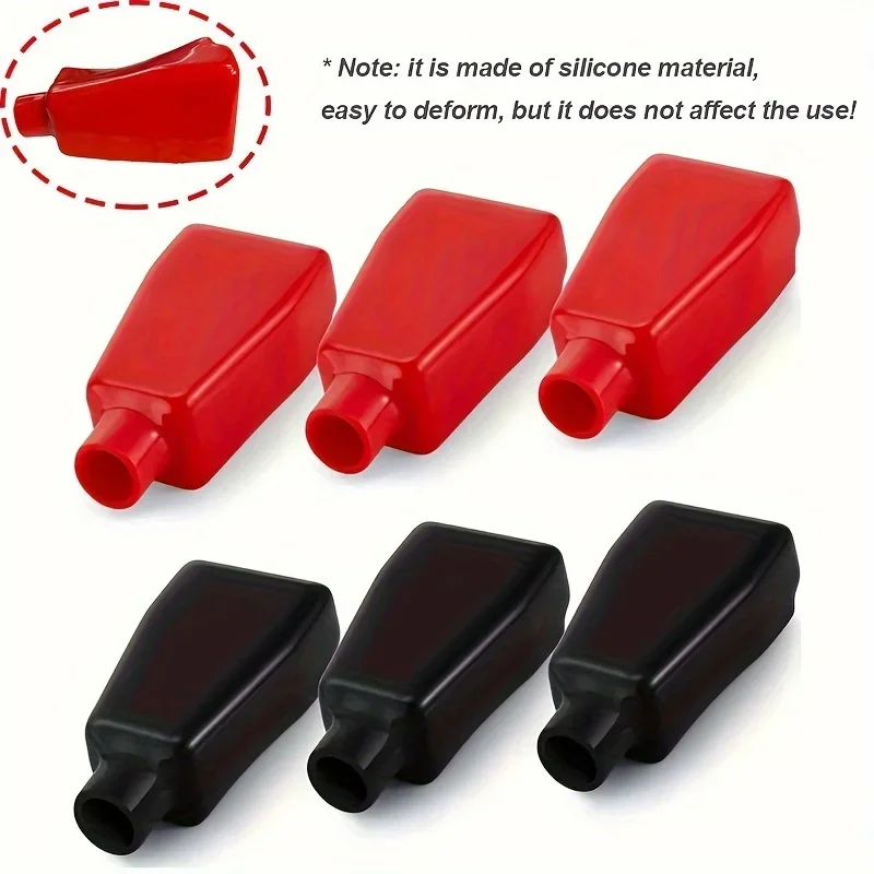 6 قطع من أغطية أطراف البطارية البلاستيكية - أكمام عازلة متينة للكابلات الإيجابية والسلبية، أحمر وأسود - مثالية للقوارب والسيارات
