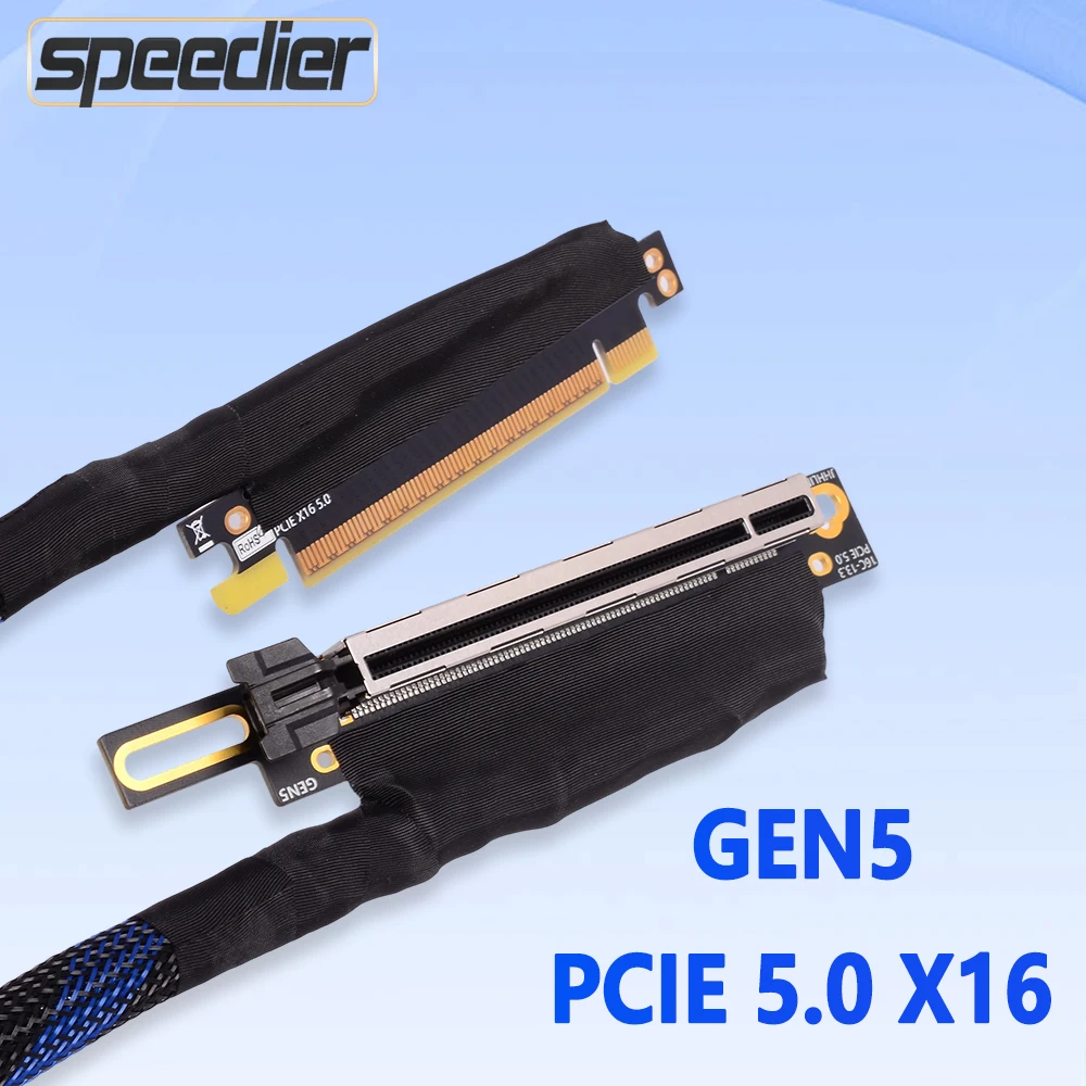 

GEN5 PCI E 5.0 X16 Graphics Card Riser Adapter Cable GPU Soft Extension Silver-Plated PCI-E High Speed Server 90 Degrees RTX5090