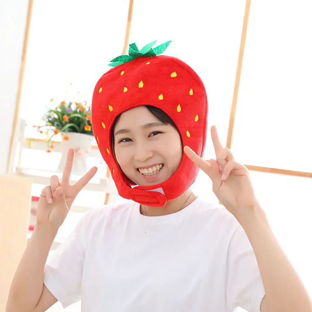 Cute Strawberry Headwear Stylish Comfortable Costume Hat for Photography Parties Easter Halloween Festive Events Cosplay