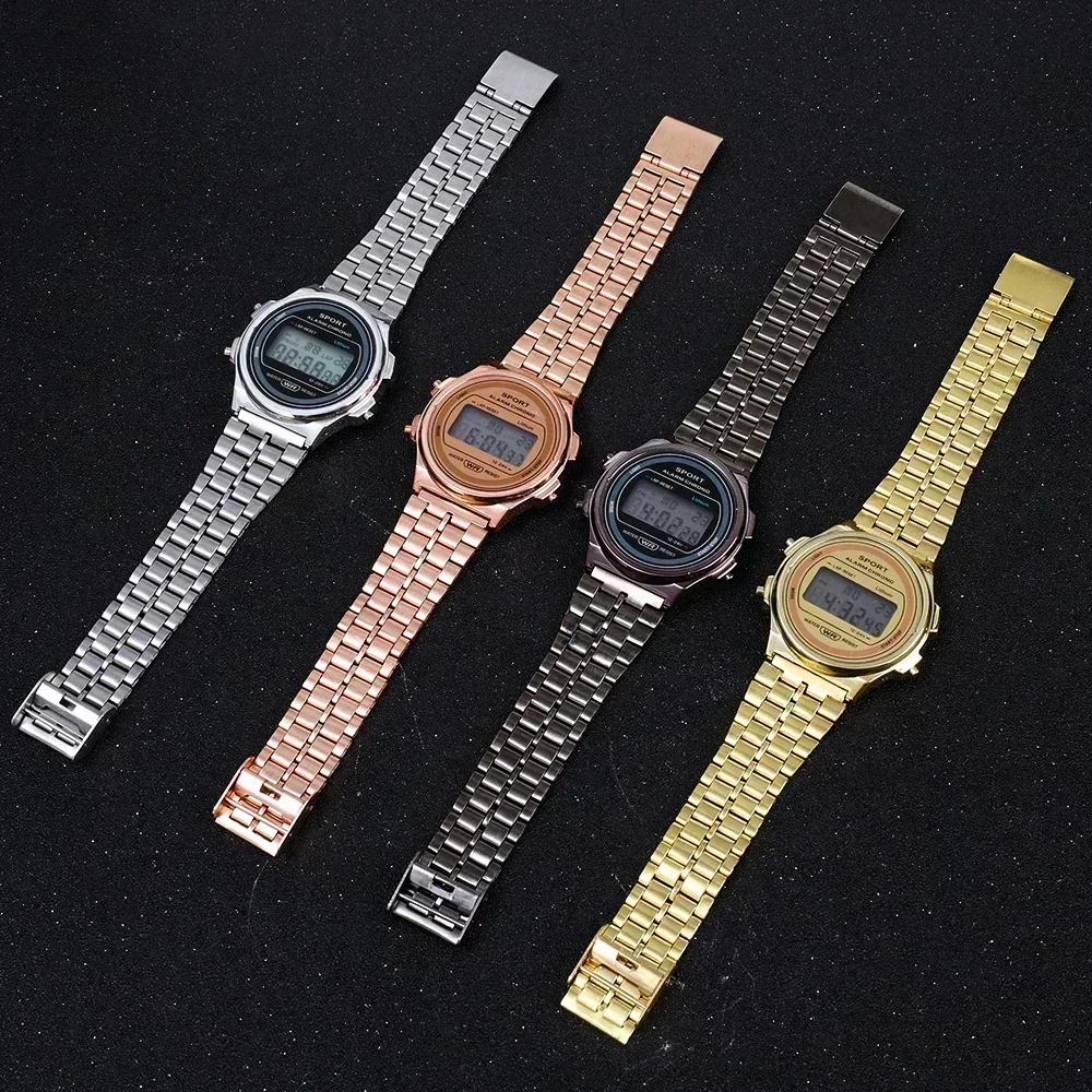 Montres-bracelets de sport numériques étanches pour hommes et femmes, horloge électronique LED multifonction, montre-bracelet rétro, montres à bande