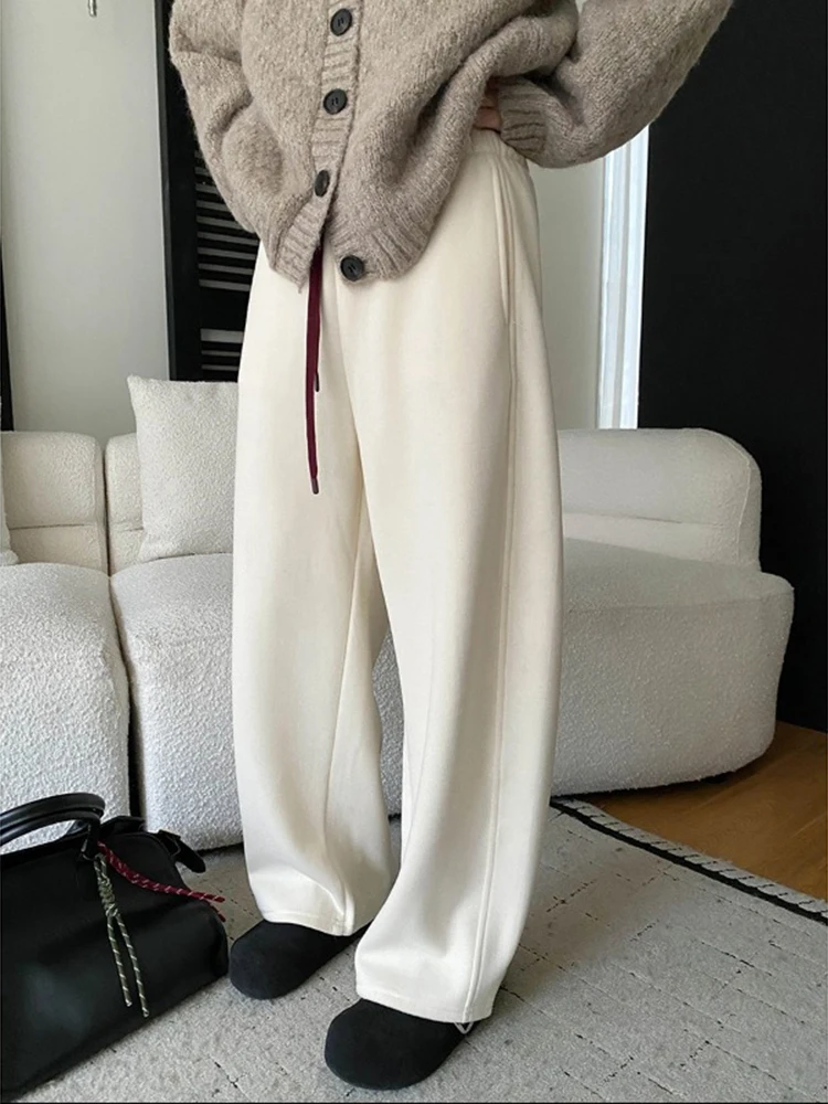 FANAN 韓国スタイルストレートパンツ女性のための弾性ハイウエストワイドレッグパンツミニマリズム女性服 2025 冬新