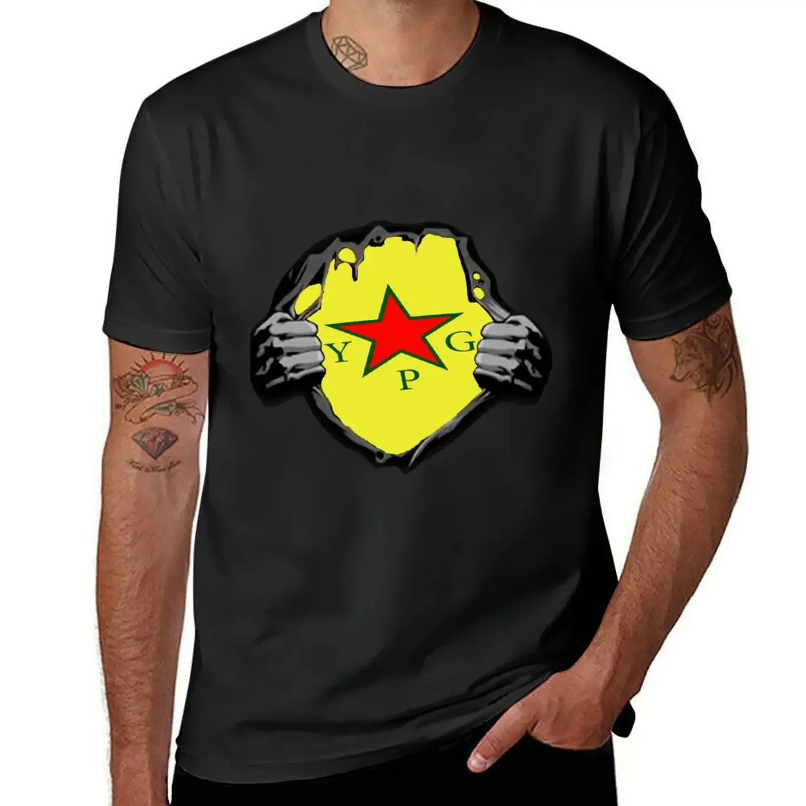 YPG Flag,YPG in the heart T-Shirt Aesthetic clothing anime mens t shirts