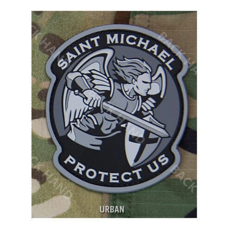 Saint Michael Protect Us Patch Saint Michael Tactical Combat 3D PVC Embroidered Badge for cap Applique Military Armband Patch