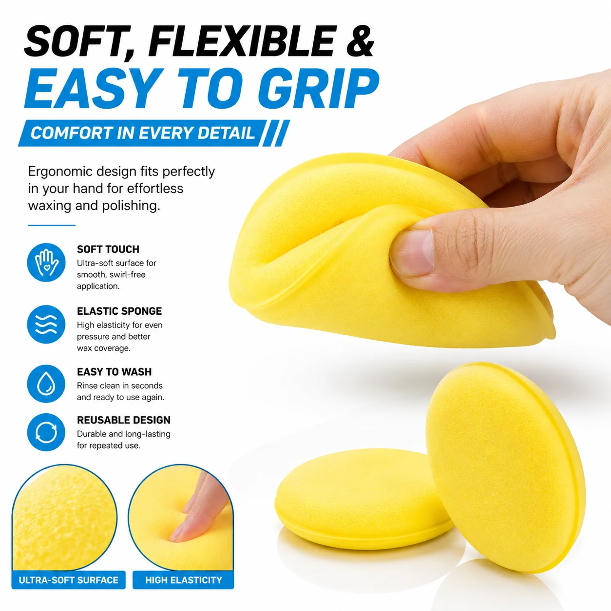 Car Motorcycle Cleaning Sponge Soft Foam Auto Detailing Wash Sponge Scratch Free Car Wash Tool For Body Wheel Interior