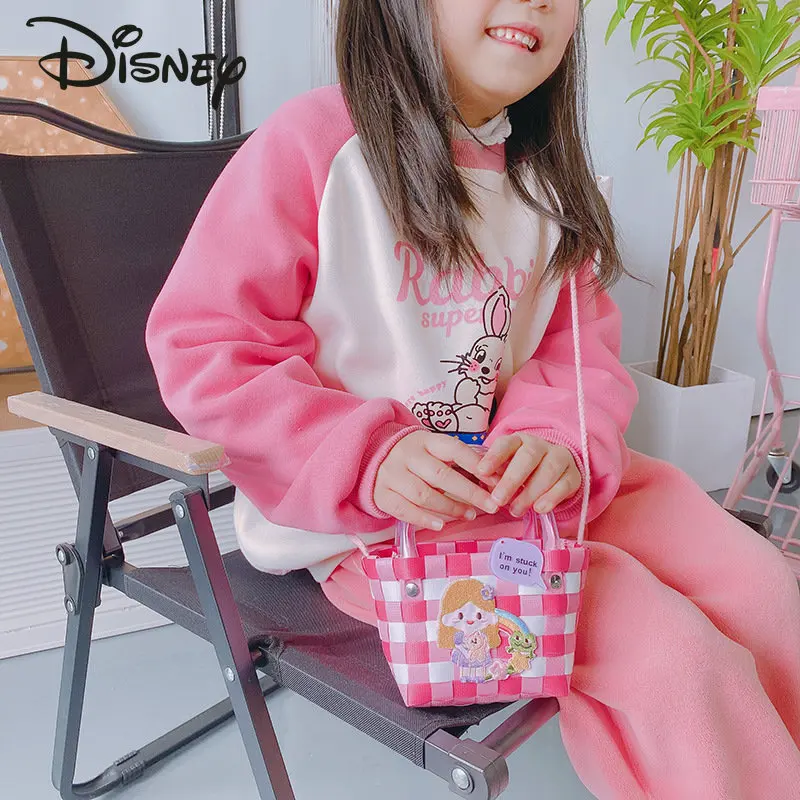 Disney 2023 New Princess Series Colorful Woven Women's Bag Fashion Cartoon Cute Crossbody Bag High Quality Children's Handbag