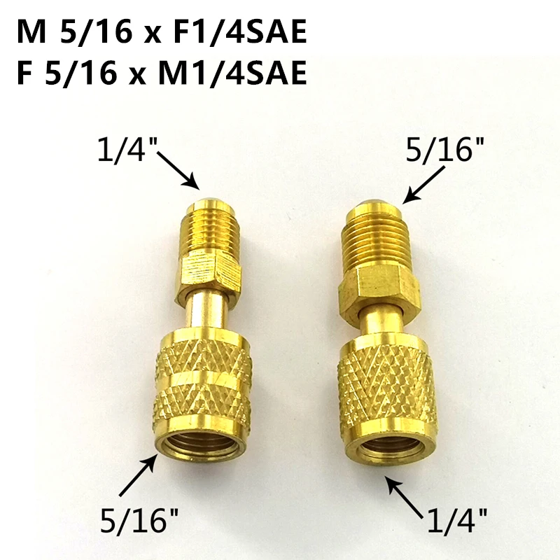 2Pcs Air Conditioning Adapter Male 5/16" SAE Female 1/4" SAE For R410 R32 Adapter Air Conditioning Refrigerant Repair Fluoride