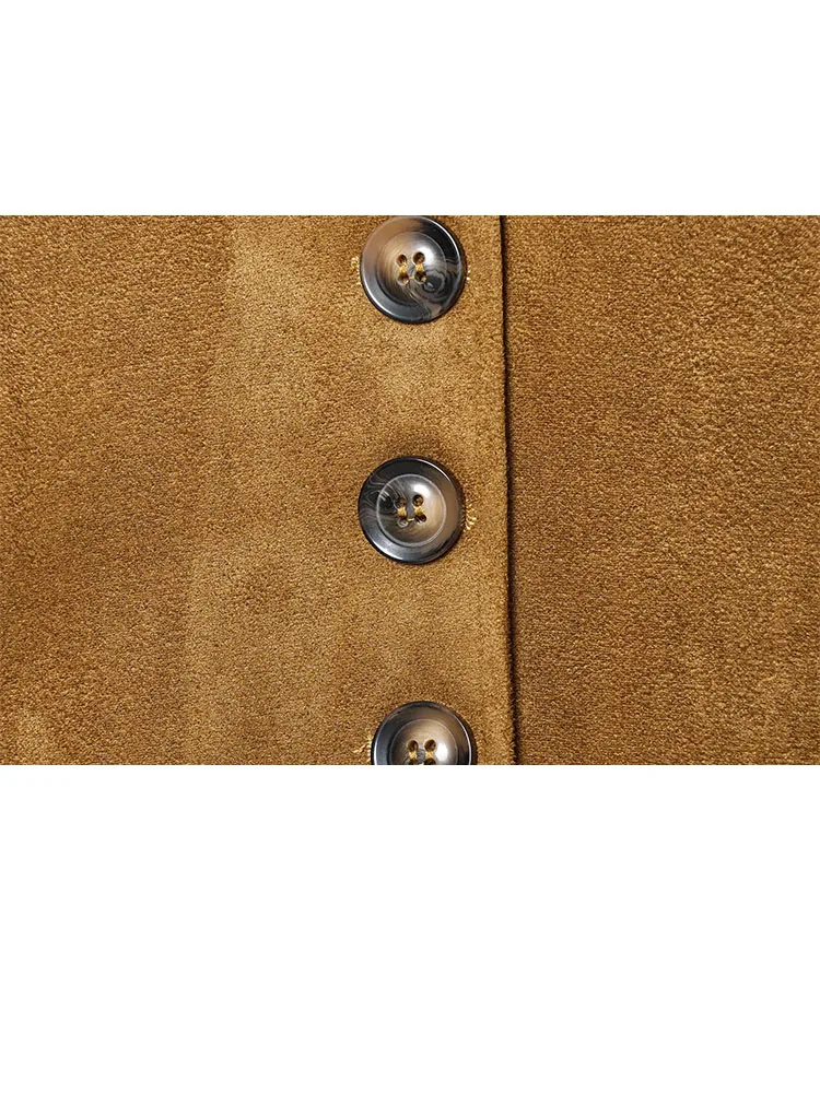 HH 신상 여성 겨울 패션 긴 소매 싱글 브레스티드 스웨이드 포켓 장식 숏 코트 여성 캐주얼 스트리트 스타일 재킷