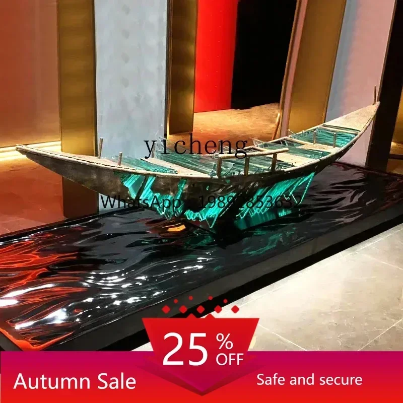 B1 abstract boat sculpture custom stainless steel iron art decoration sales department hotel lobby water scene floor ornament
