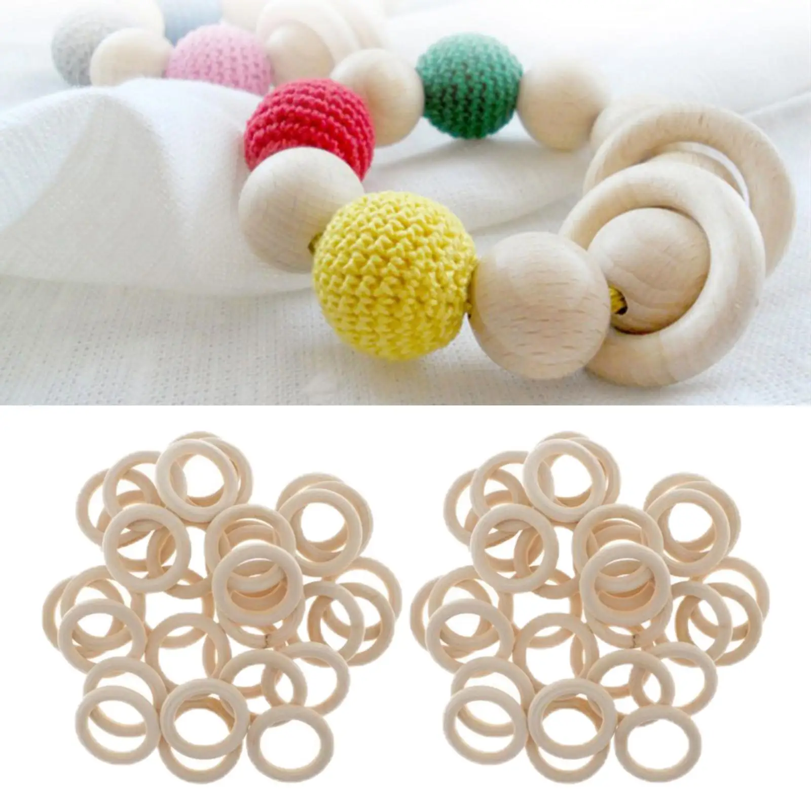Wooden Craft Ring Natural Unpainted Wood Circles Bulk Wood Ring Kit for DIY Jewelry Making and Creative Wooden Crafts