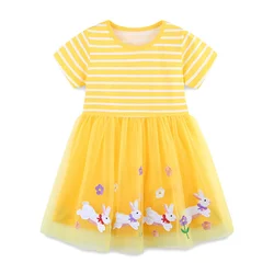 Jumping Meters 2-7T Summer Princess Girls Dresses Rabbits Kids Vestidos Party Birthday Baby Clothing Embroidery Dress Wedding