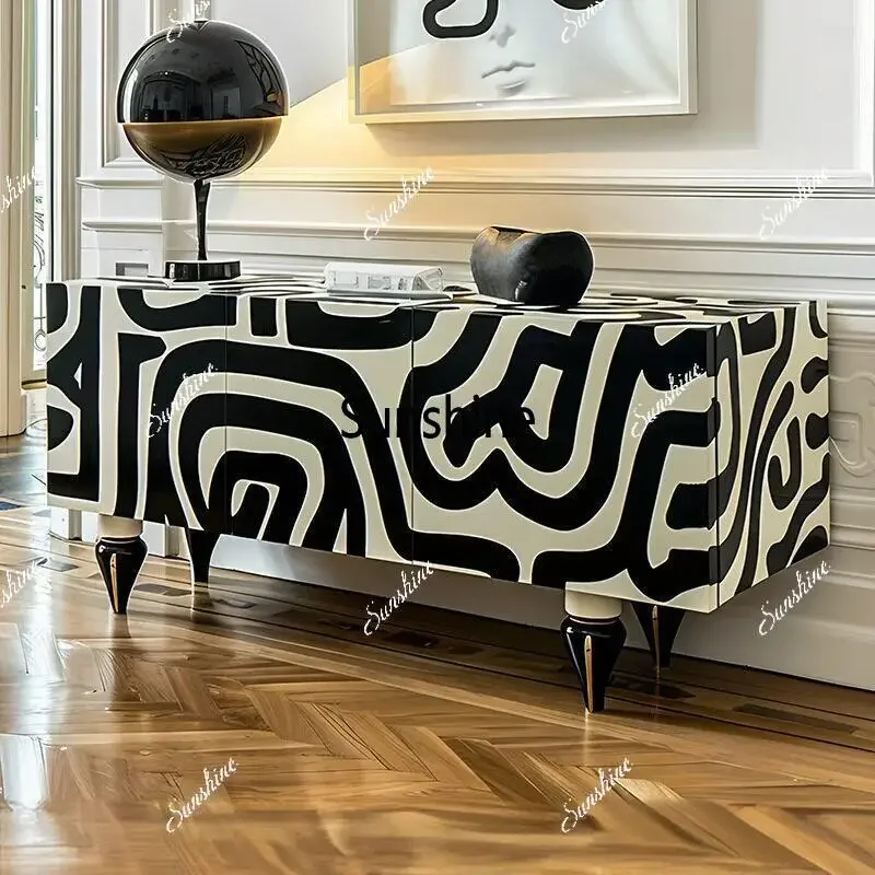 Graffiti TV Cabinet Creative Aesthetic Decoration Cabinet Living Room High-end Furniture Floor CabinetTJ