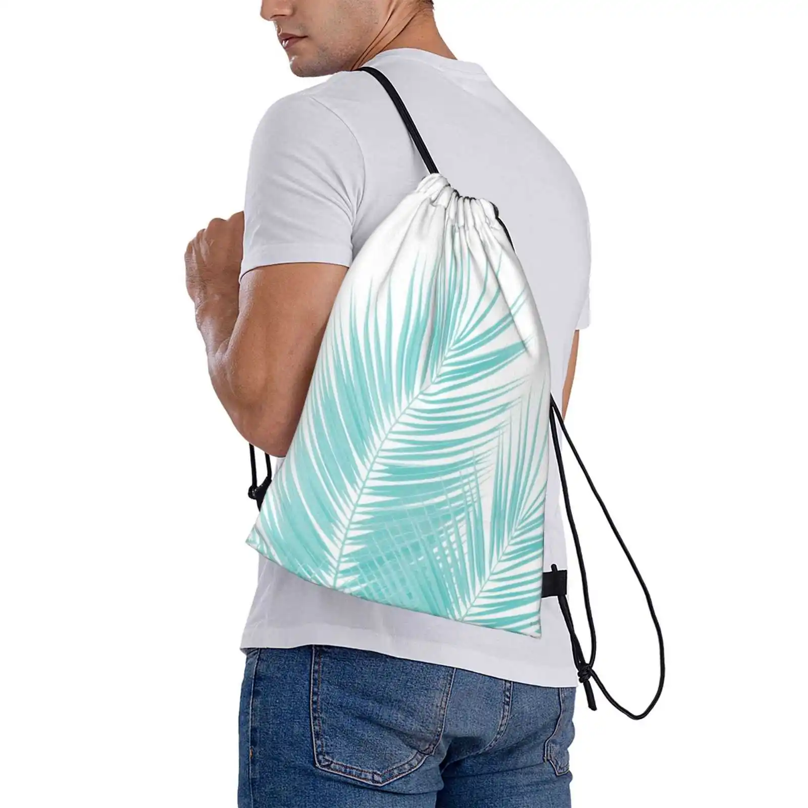 Soft Turquoise Palm Leaves Dream-Cali Summer Vibes #1 #tropical #decor #art Travel Laptop Bagpack School Bags Color Collage