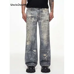 Digital Printing Jeans Men Luxury Jeans Hip Hop Baggy Jeans Y2k Dirty Fit Men Clothing Denim