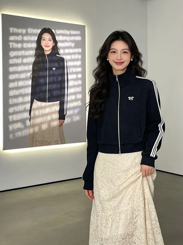 

American Sle ort Hoodie Jaet Women's Spring 2026 New ular Sport Small Size Top Zipper Straight Tube Commute Sle