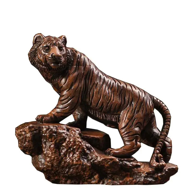 Wood carving tiger decoration Feng Shui fortune Solid wood carving wood crafts mahogany tiger roar living room home decoration