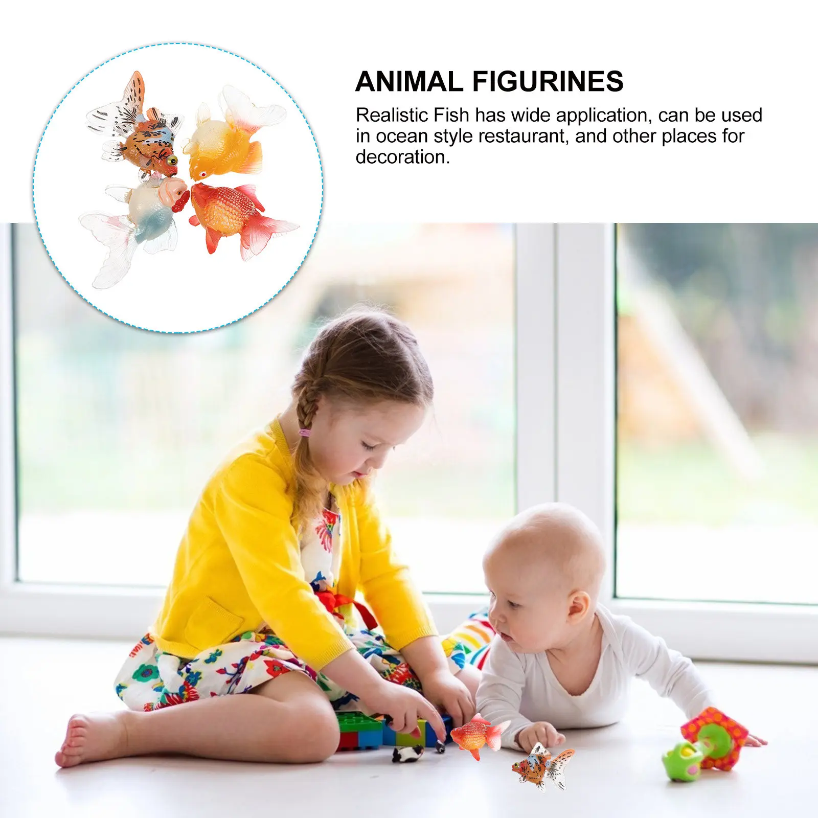4Pcs Plastic Goldfish Simulation Decorative Fish Figures Realistic Colorful Fish Ornaments for Ocean Style Party Supplies