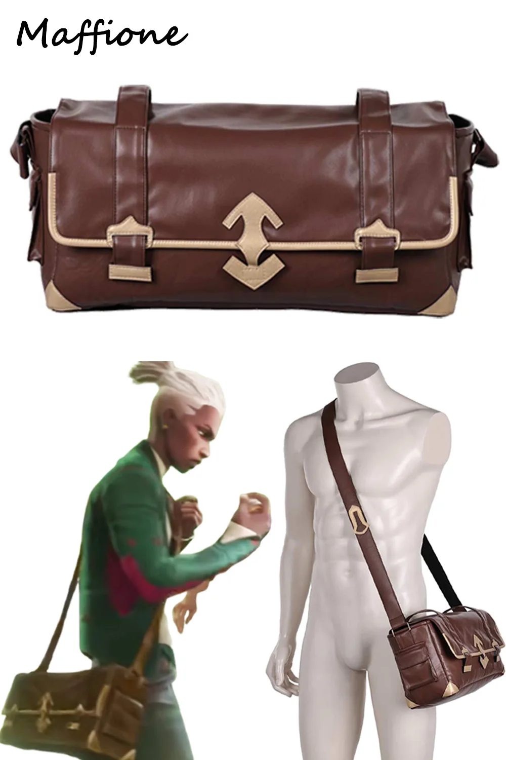 Arcane Ekko Bag Cosplay Crossbody Bag Costume Accessories Game LOL Ekko Backpack Shoulder Bag Leather Messenger Bags Halloween