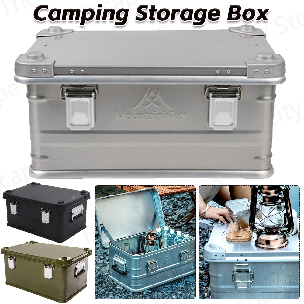 

50L Camping Storage Box Hard Protective Carrying Case Aluminum Alloy Car Trunk Organizing Box Camping For Outdoor Travel Tools