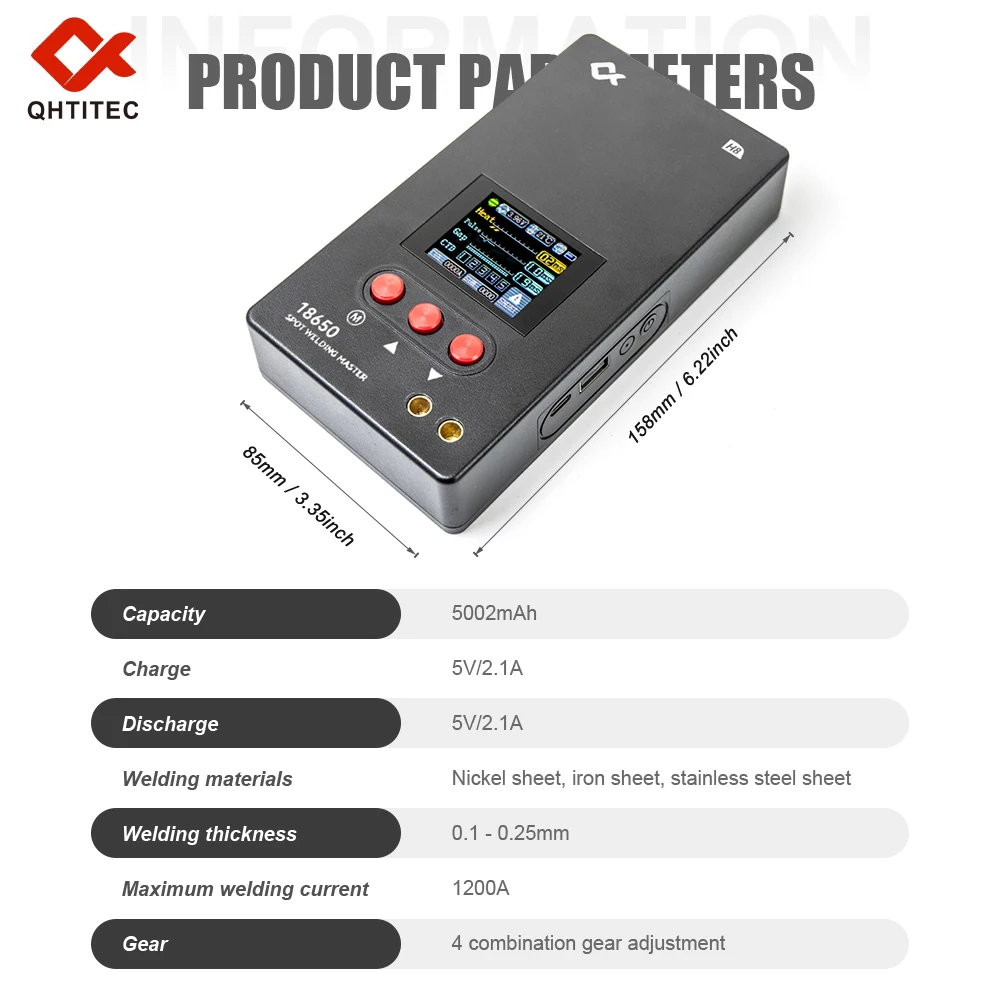 Mini strumento portatile regolabile con display a colori per saldatrice a punti portatile H8 per strumenti di saldatura a punti per batteria 18650/telefono cellulare