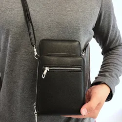 Crossbody Bag for Men 2024 Fashion Female PU Leather Shoulder Bags Simple Solid Color Zipper Handbags Cell Phone Purses Outdoor