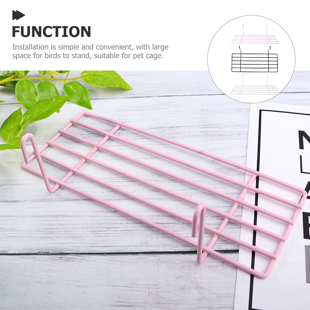 

3pcs Bird Cage Wall Platform Pink White Iron Stands Resting Place for Parakeet Small Birds Durable Grid Mount Accessories Pet